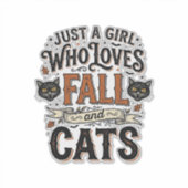 ヴィンテージ・ハロウィンTシャツデザイン_猫好きな人の秋_1 シール (正面)