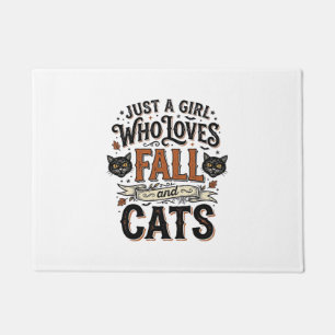 ヴィンテージ・ハロウィンTシャツデザイン_猫好きな秋_1 ドアマット