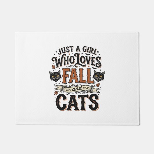 ヴィンテージ・ハロウィンTシャツデザイン_猫好きな秋_1 ドアマット (正面)