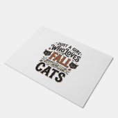 ヴィンテージ・ハロウィンTシャツデザイン_猫好きな秋_1 ドアマット (アングル)