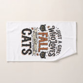ヴィンテージ・ハロウィンTシャツデザイン_猫好きな秋_1 ハンドタオル (ハンドタオル)