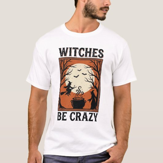 ヴィンテージ・ハロウィンTシャツデザイン「魔女は狂気」 (2 Tシャツ (正面)