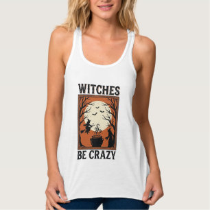 ヴィンテージ・ハロウィンTシャツデザイン 魔法使いは気が狂う (2 タンクトップ