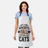 ヴィンテージ・ハロウィンTシャツデザイン_1 ネコ好きな人へ エプロン (着用した状態)