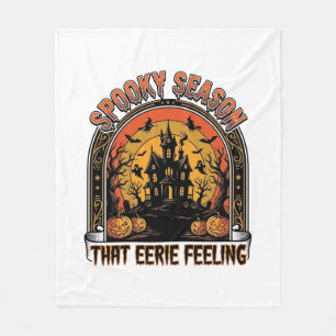 ヴィンテージ ハロウィンTシャツ 怖い季節の気分 デザイン フリースブランケット
