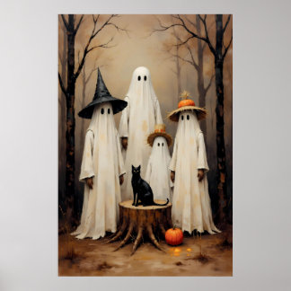 ヴィンテージ・ハロウィーンのおばけ一家 ポスター