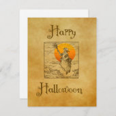 ヴィンテージ ハロウィーンの魔女のホリデー カード (正面/裏面)
