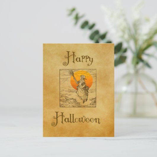 ヴィンテージ ハロウィーンの魔女 ポストカード (スタンド正面)