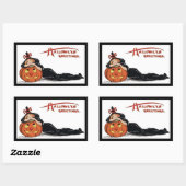 ヴィンテージ ハロウィーンの魔女 長方形シール (シート)