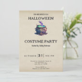 ヴィンテージ・ハロウィーンの魔法使いの釜戸 魔法の緑と紫 招待状 (スタンド正面)