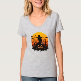 ヴィンテージ・ハロウィーン・カウガール・ウィッチ・パンプキンTシャツ Tシャツ