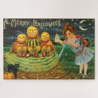 ヴィンテージ・ハロウィーン・ガール・ウィズ・パンプキンズ ジグソーパズル