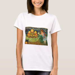 ヴィンテージ・ハロウィーン・ガール・ウィズ・パンプキンズ Tシャツ