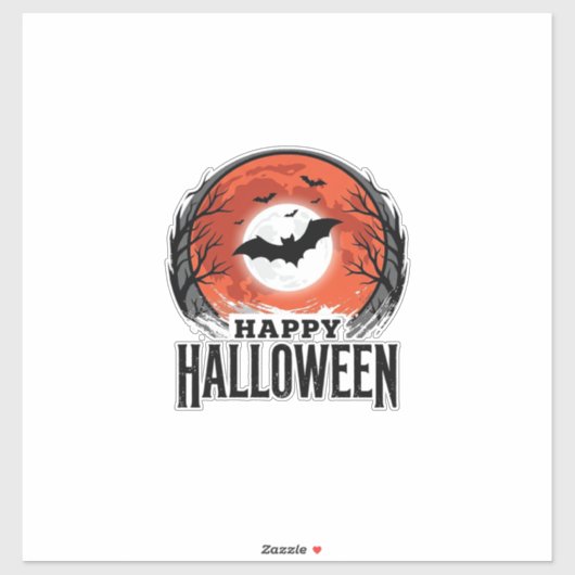 ヴィンテージ・ハロウィーン・コウモリ月面彫刻デザイン_1 シール (シート)