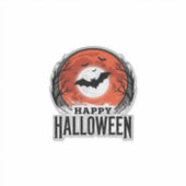 ヴィンテージ・ハロウィーン・コウモリ月面彫刻デザイン_1 シール (正面)