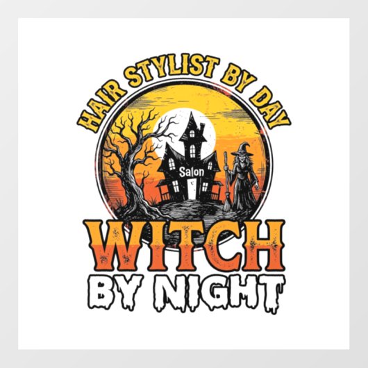 ヴィンテージ・ハロウィーン・デザイナー 夜の魔女美容師 ウィンドウサイン (シート)