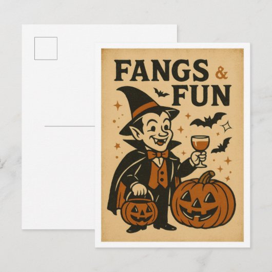ヴィンテージ・ハロウィーン・ファングと楽しみ ポストカード (正面/裏面)
