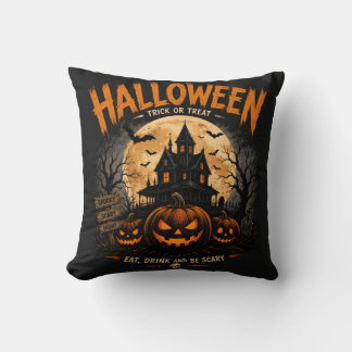 ヴィンテージ・ハロウィーン・ホーンテッドハウス 怖い夜のトリック クッション