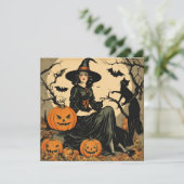 ヴィンテージ ハロウィーン 魔女、かぼちゃ、黒猫、コウモリ シーズンカード (スタンド正面)