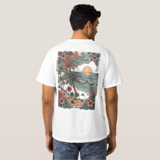 ヴィンテージ ハワイの夕日とヤシの木 Tシャツ