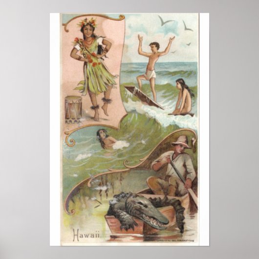 ヴィンテージ「ハワイ」アルバックルブロスコーヒー ポスター (正面)