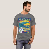 ヴィンテージ ハワイ サーフィン ラベル 5 Tシャツ (正面フル)