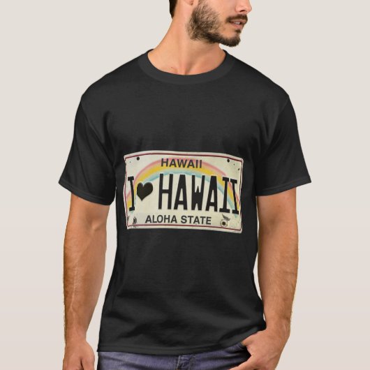 ヴィンテージ ハワイ ナンバープレート I Love Hawaii Tシャツ (正面)