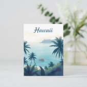 ヴィンテージ ハワイ 旅行 イラスト ポストカード (スタンド正面)