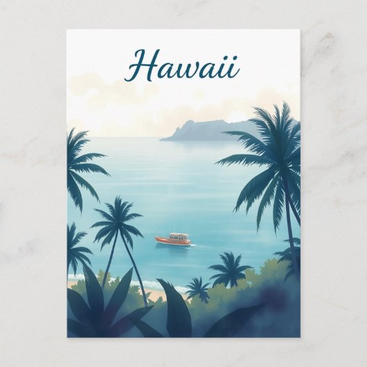 ヴィンテージ ハワイ 旅行 イラスト ポストカード (正面)