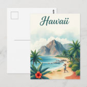 ヴィンテージ ハワイ 旅行 イラスト ポストカード (正面/裏面)
