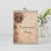 ヴィンテージ ハーツ ロックアンドキー 婚約パーティ 招待状 (スタンド正面)