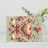 ヴィンテージ ハート バレンタインデー xoxo シーズンカード (スタンド正面)