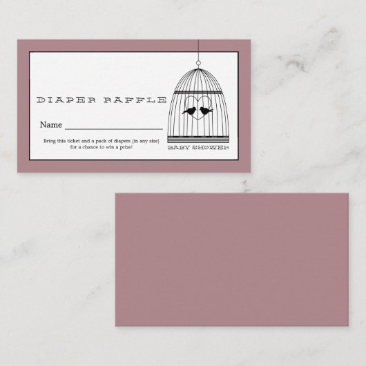 ヴィンテージ ハート 鳥かご 赤ちゃんおむつくじチケット エンクロージャーカード (正面/裏面)