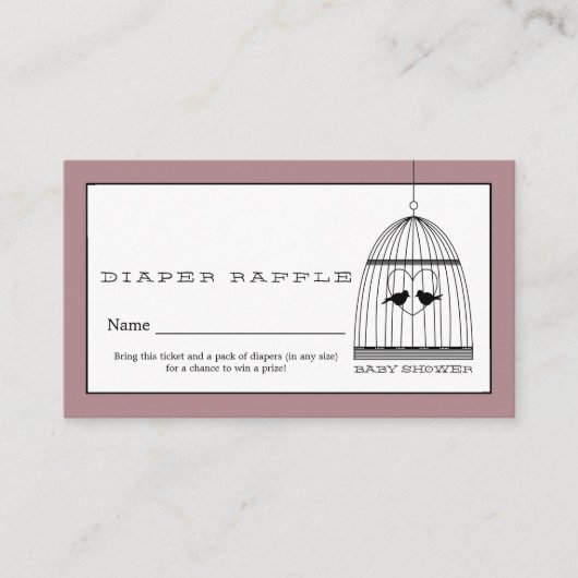 ヴィンテージ ハート 鳥かご 赤ちゃんおむつくじチケット エンクロージャーカード (正面)