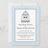 ヴィンテージ ハート 鳥かご 赤ちゃん男の子 お知らせ 招待状 (正面)