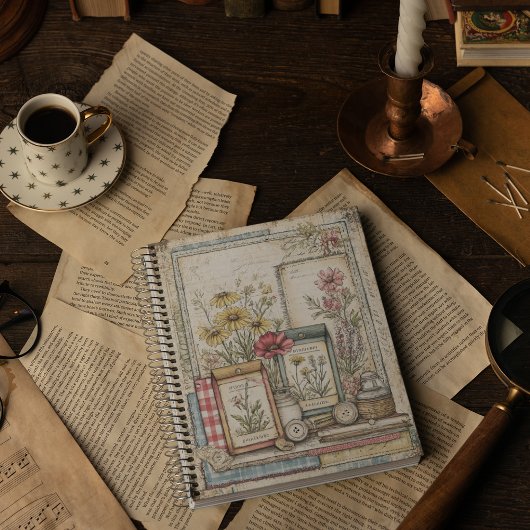 ヴィンテージ ハーブ＆スパイス ファーム パターン ノートブック