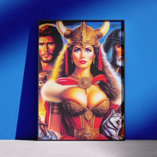 ヴィンテージ バイキング 戦士 女性 ポスター