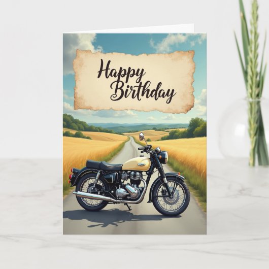 ヴィンテージ バイクのお祝いカード カード (正面)