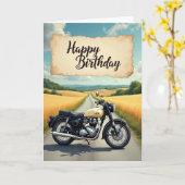 ヴィンテージ バイクのお祝いカード カード (黄色い花)