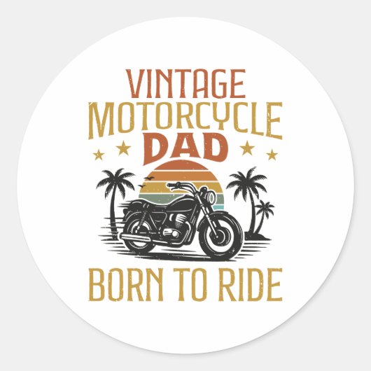 ヴィンテージ バイクのパパは乗り鉄 ラウンドシール (正面)