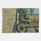 ヴィンテージ・バイク好きの誕生日プレゼント キッチンタオル (横)