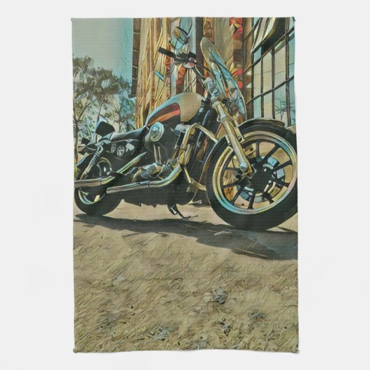 ヴィンテージ・バイク好きの誕生日プレゼント キッチンタオル (縦)