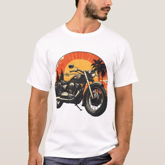 ヴィンテージ バイク クラシック レトロ ライド Tシャツ (正面)