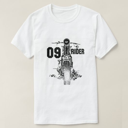 ヴィンテージ バイク ライダー イラスト Tシャツ (デザイン正面)