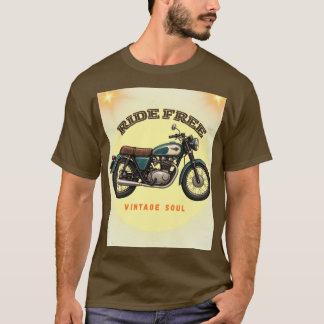 ヴィンテージ バイク ライドフリー レトロ バイカー デザイン Tシャツ