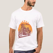 ヴィンテージ バイク 夕焼け | バイカー ライド Tシャツ (正面)