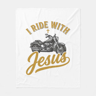 ヴィンテージ バイク Christian Biker I Ride With Jesus フリースブランケット