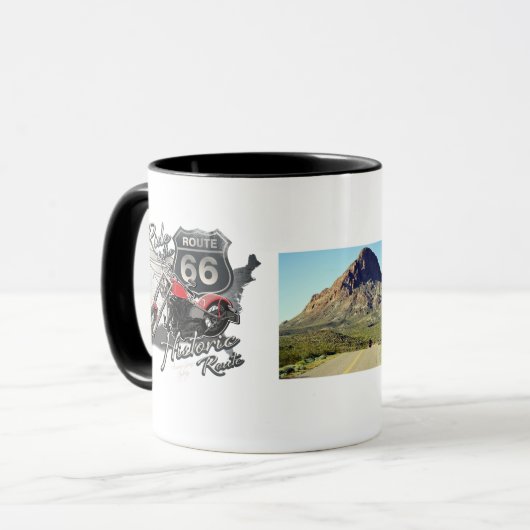 ヴィンテージ バイク Route 66 をカスタマイズ マグカップ (正面左)