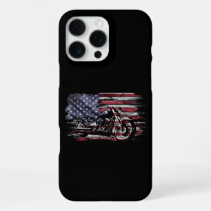 ヴィンテージ バイク USA フラグ レトロ バイカー, モーターサイクル iPhone 16 PRO MAXケース