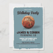 ヴィンテージ バスケットボール テーマの誕生日観戦パーティー 招待状 (正面)